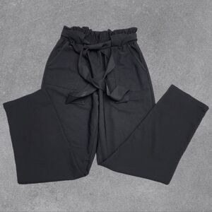 Grace Karin Black W/belt Paper Bag Pants Size Medium